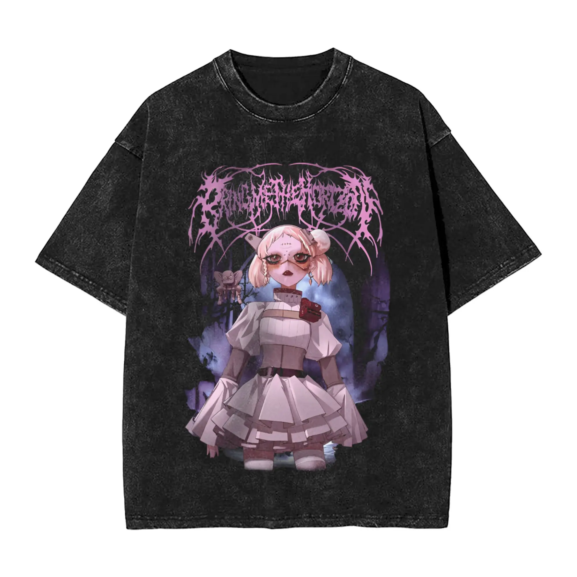 

Футболка унисекс BMTH Bring Me The Horizon, винтажная, свободного кроя, из хлопка, с эффектом потертости, летняя, с принтом британской рок-группы