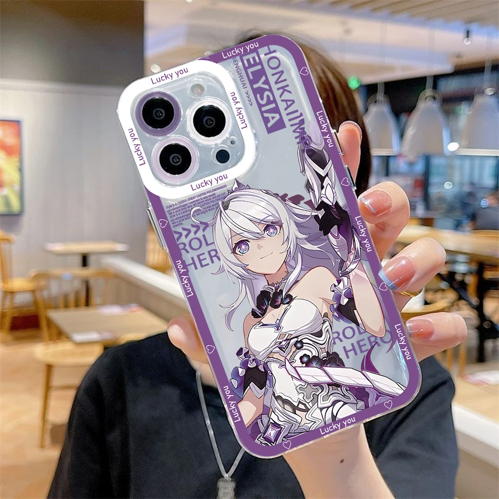 Honkai Elysia Game Phone Case For iPhone 15 14 13 12 11 Mini Pro Max X XR XSMax 6S 6 7 8 Plus SE20 Transparent Cover