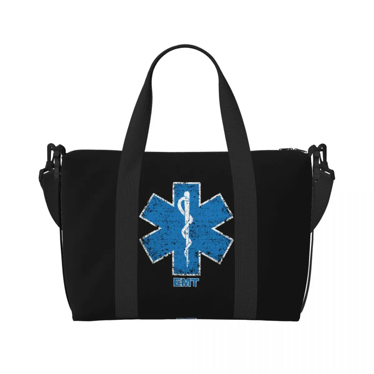 Custom Emt Star Of Life Tote Bag Women Big Capacity Paramedic Medic Ambulance Beach Gym Travel Bags