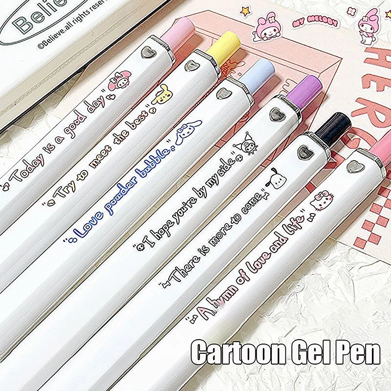 Creative Cute Cartoon Sanrio Gel Pen Kawaii Kuromi Hello Kitty Cinnamoroll 0.5mm Writing Pens Student Stationery School Supplies