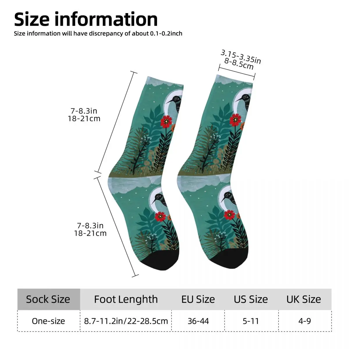 Funny Men's Socks Garden Bird Vintage British Folk Hip Hop Crew Sock Gift Pattern Printed