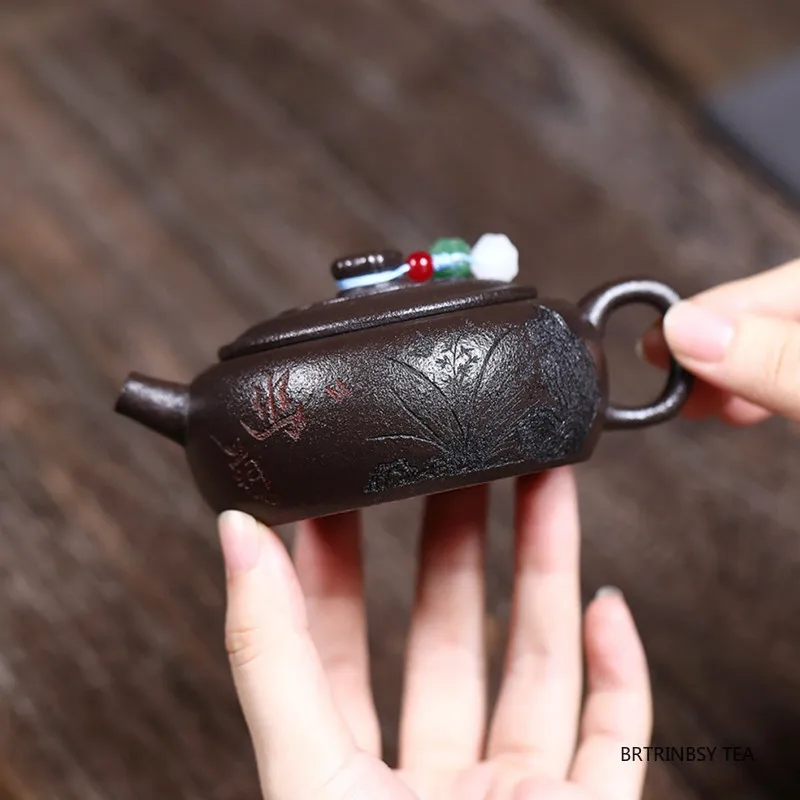 

140ml Tradition Yixing Purple Clay Teapots Household Orchid Pattern Tea Pot Handmade Beauty Kettle Chinese Zisha Teaware Tea Set