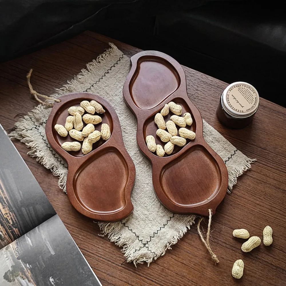 

Multi-compartment Solid Wood Dried Fruit Tray Wooden Exquisite Snacks Candy Dish Multi-Function Reusable Decorative Tray Home