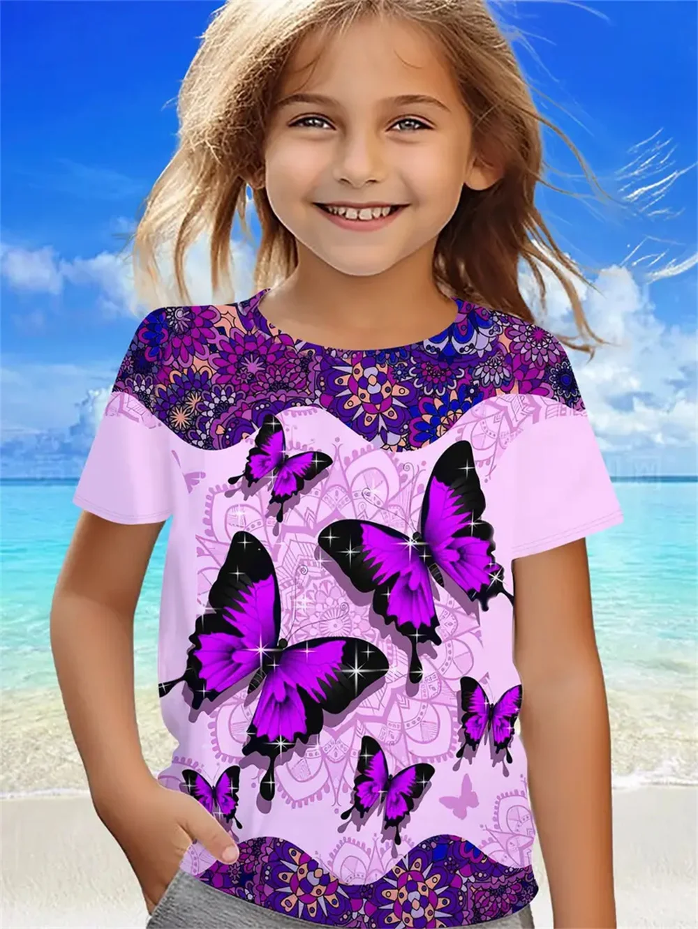 Camisetas con estampado 3d para niña, Tops de manga corta a la moda, ropa informal para niña, ropa para niño