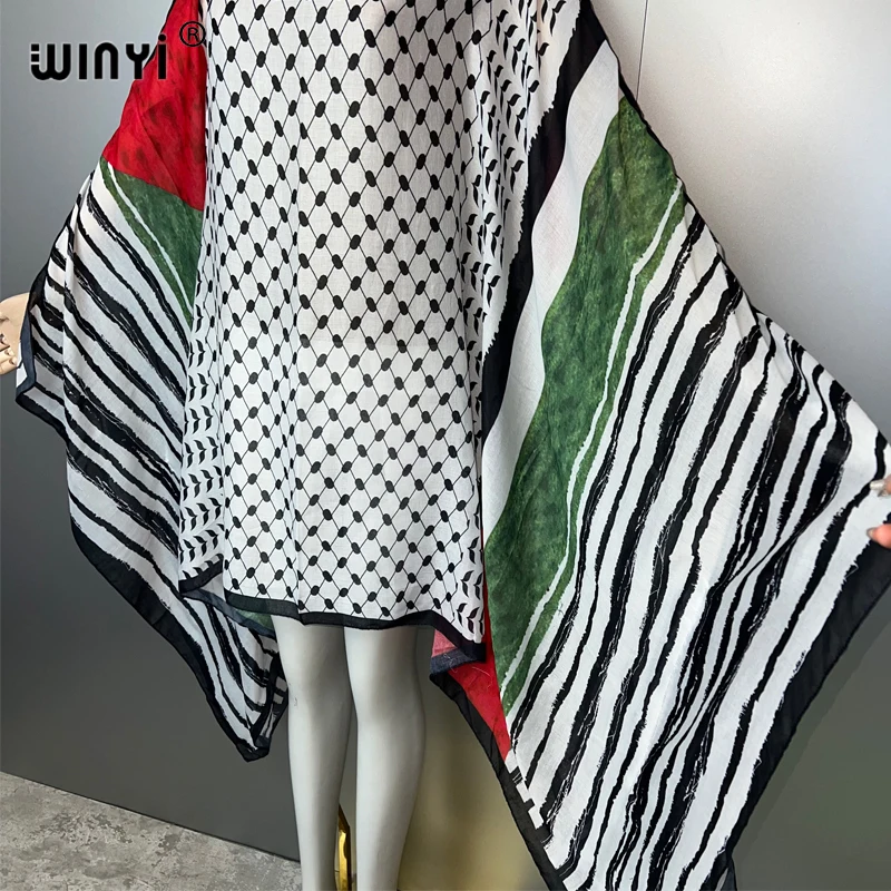 WINYI print abaya muslim summer fashion Party dress Beachwear Africa Lady kaftan holiday Female Beach Cover Up Robe