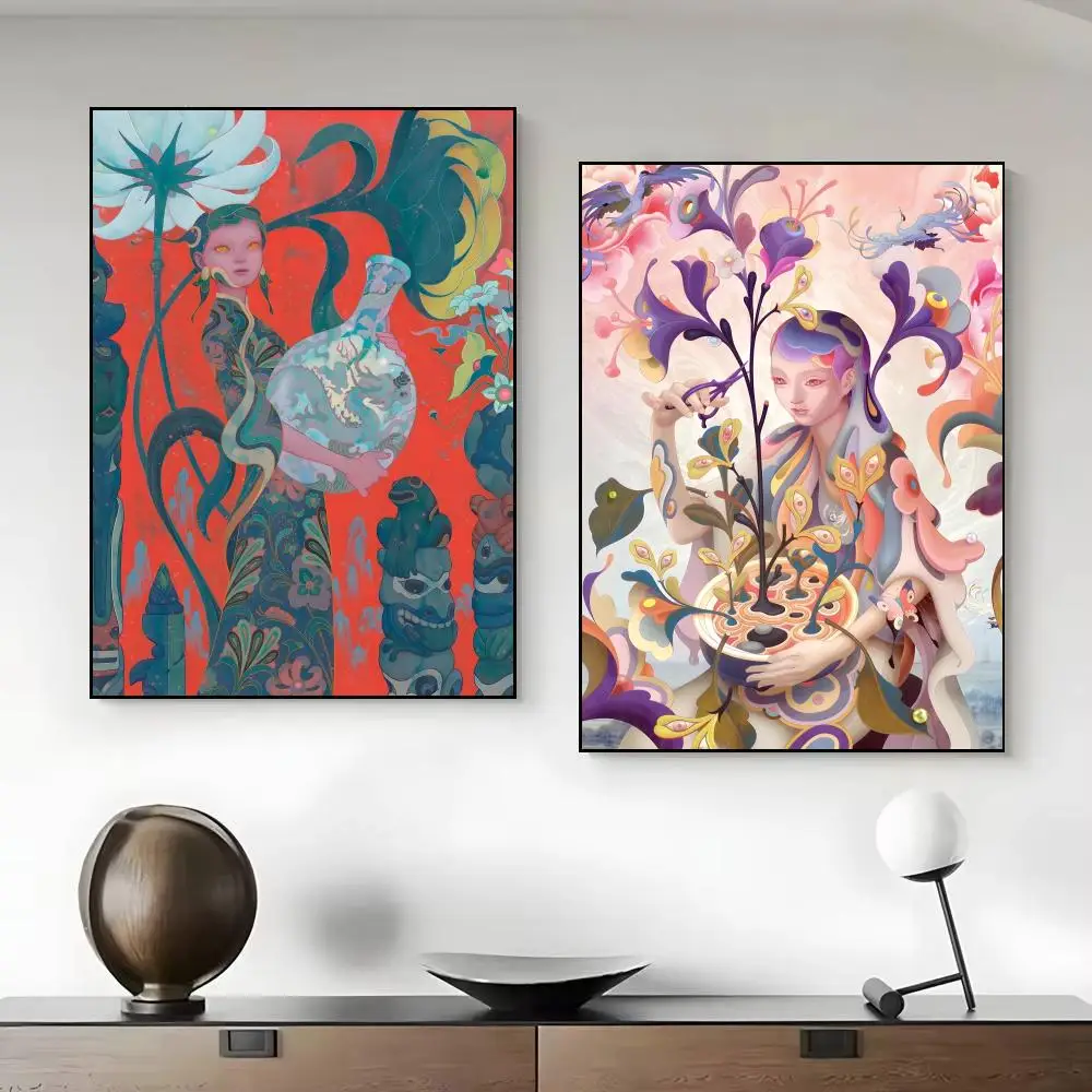 Art J-James Jean Poster Framed Canvas Wall Art Print for Office Dining Room Bathroom Wall Decor
