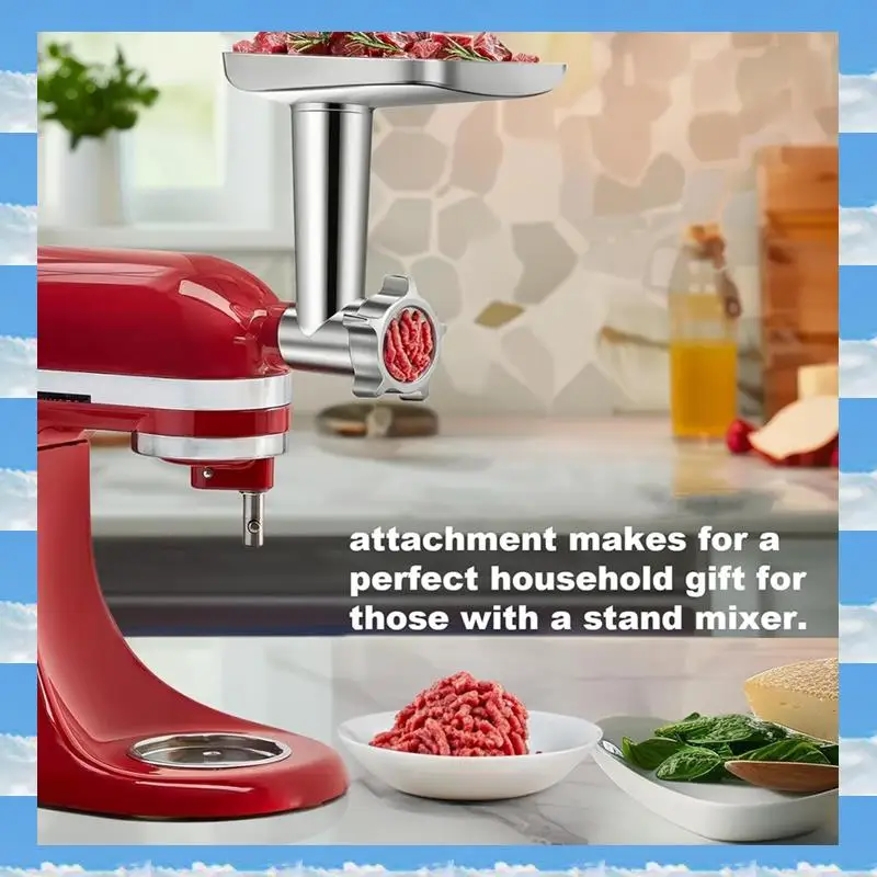 

A11I Meat Grinder Attachment For Kitchenaid Stand Mixer Stainless Steel Meat Grinder Accessory Knife Net Blade Combination