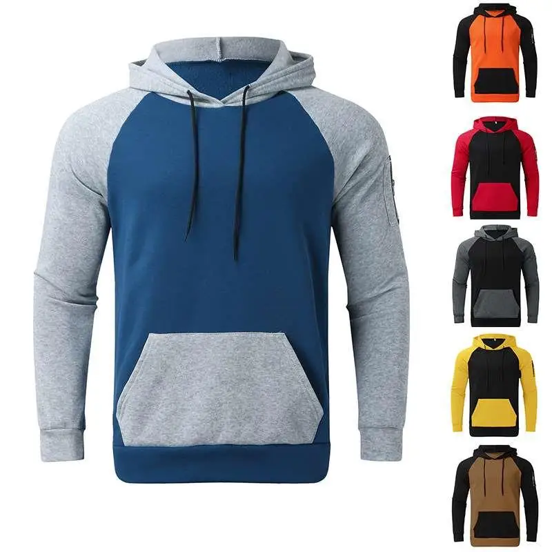 

Men's Thickened Fleece Hoodie Long Sleeve Zipper Pocket Casual Top Color Block Design Autumn Winter New Arrival Garment