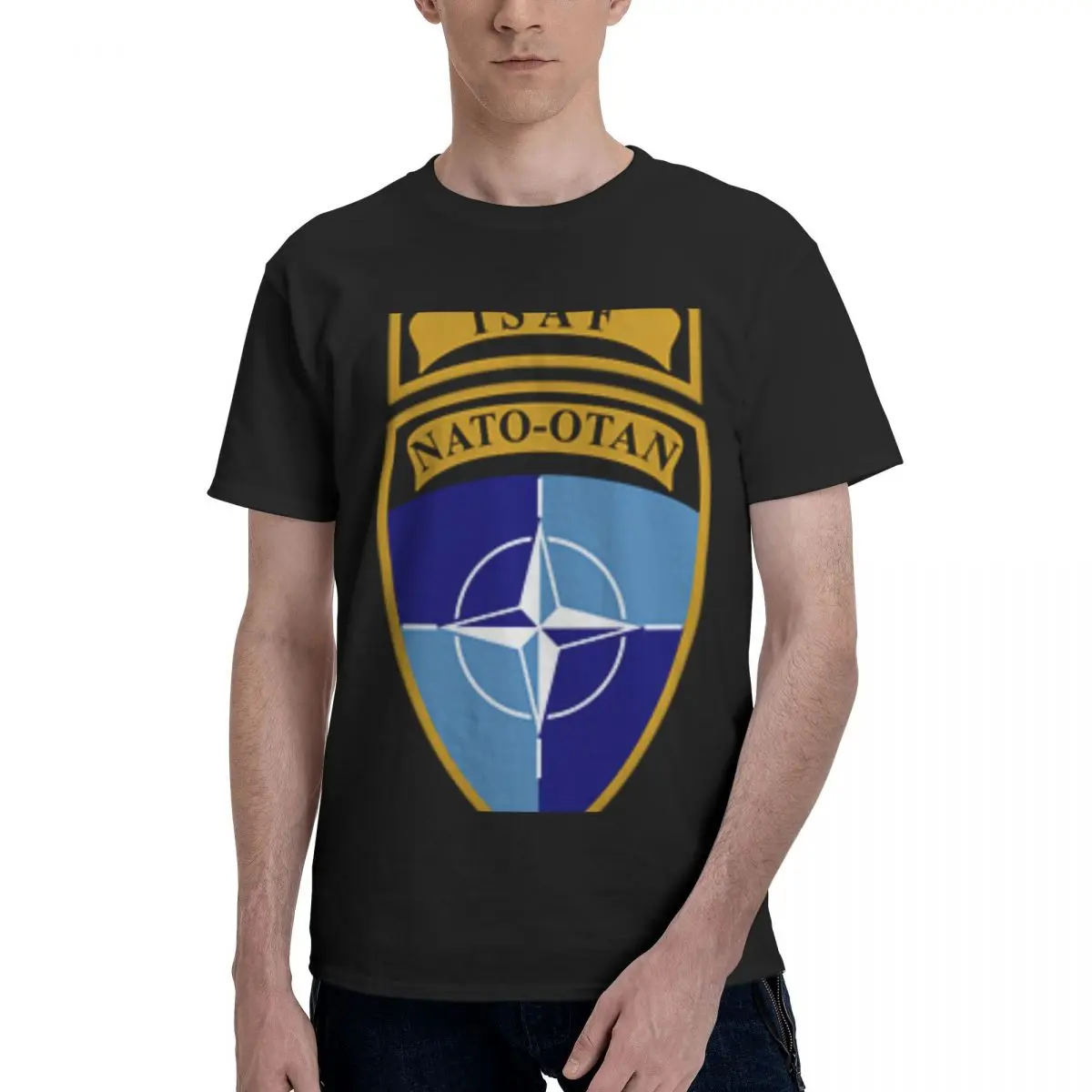 ISAF NATO-OTAN T-Shirt, Força De Assistência De Segurança Internacional, Camisetas Sólidas, Tops De Algodão