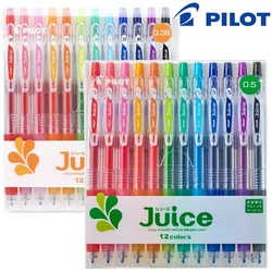 Japan PILOT Juice Gel Pen Set 0.5/0.38mm 12 Color Fluorescent Note Handbook Drawing Art Supplies Stationery Office Accessories