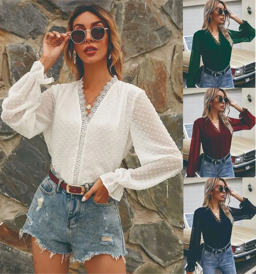 

Women Spring Autumn Shirt Solid Color O Neck Long Sleeve Elegant Sheath Casual Fashion Comfortable Regular Standard Fit Shirt