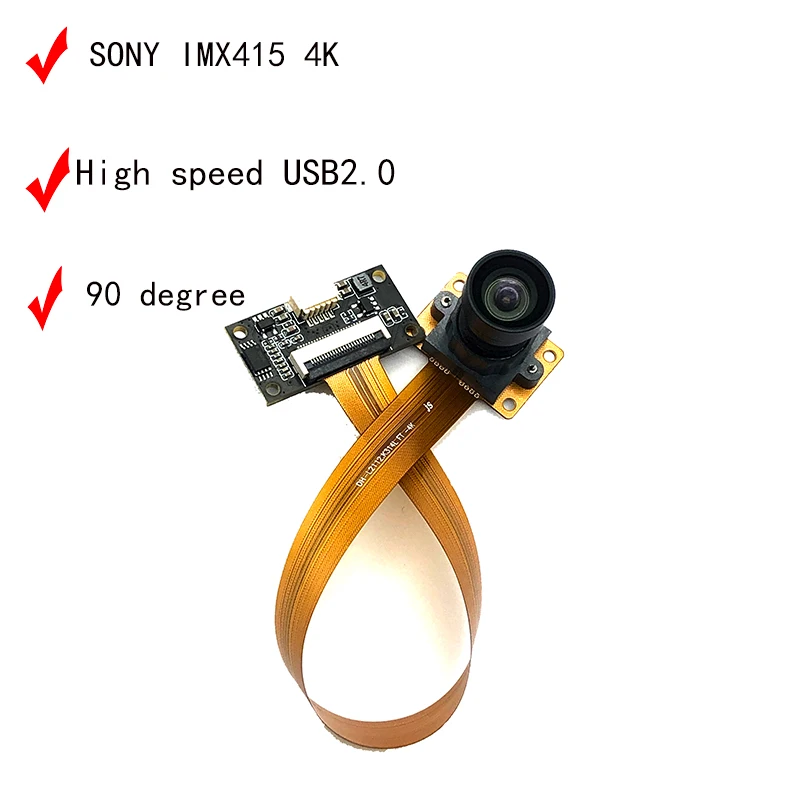 

HD 4K Sony IMX415 3840H*2160V 90 degree lens 30fps USB2.0 Camera module Fixed Focus Free drive for face recognition and document