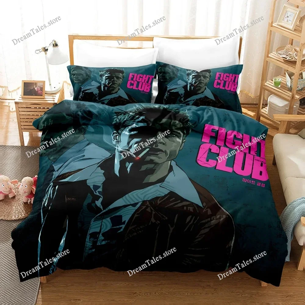 

Movies Fight Club Bedding Set,3D Printed Fight Club Duvet Cover Pillowcase for Teenagers Adult Quilt Cover Single Double Large