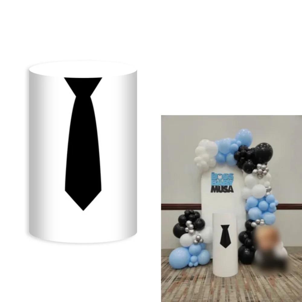 Yeele Fotografie-Hintergrund für Jungen-Geburtstagsfeier, Zylinderhüllen-Hintergrund, Boss Black Suits Tie, Babyparty-Fotoshooting-Requisiten ﻿