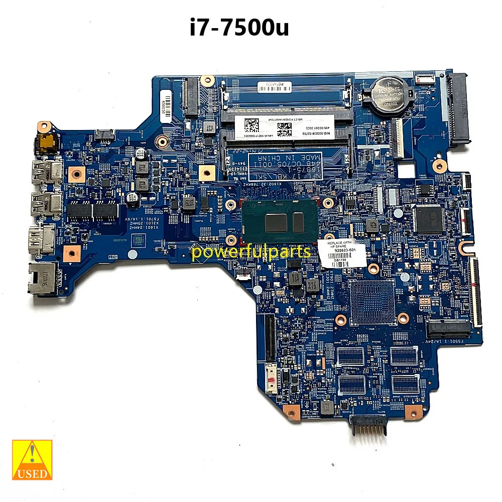 

Working Good For Hp 17-BS 17T-BR Motherboard With i7-7500u Cpu DDR4 925623-601 925623-501 925623-001 16875-1 448.0C705.0011