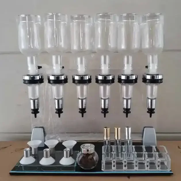 6 bottles Glass Perfume Dispenser Bottles Bar Set with Pump Heads for Fragrance Distribution