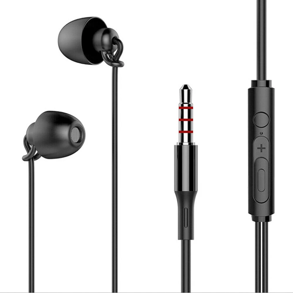 Universal In-ear 3.5 mm Wired Noise Reduction Sleep Earphones Soft Silicone Soundproof Headphone With Mircophone Wired Headset