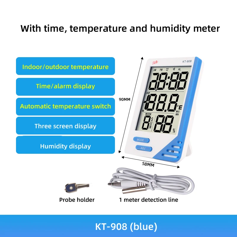 Mini LCD Digital Temperature Humidity Meter Indoor Outdoor Office Hygrometer Thermometer Fish Tank Measuring Instrument HTC-1