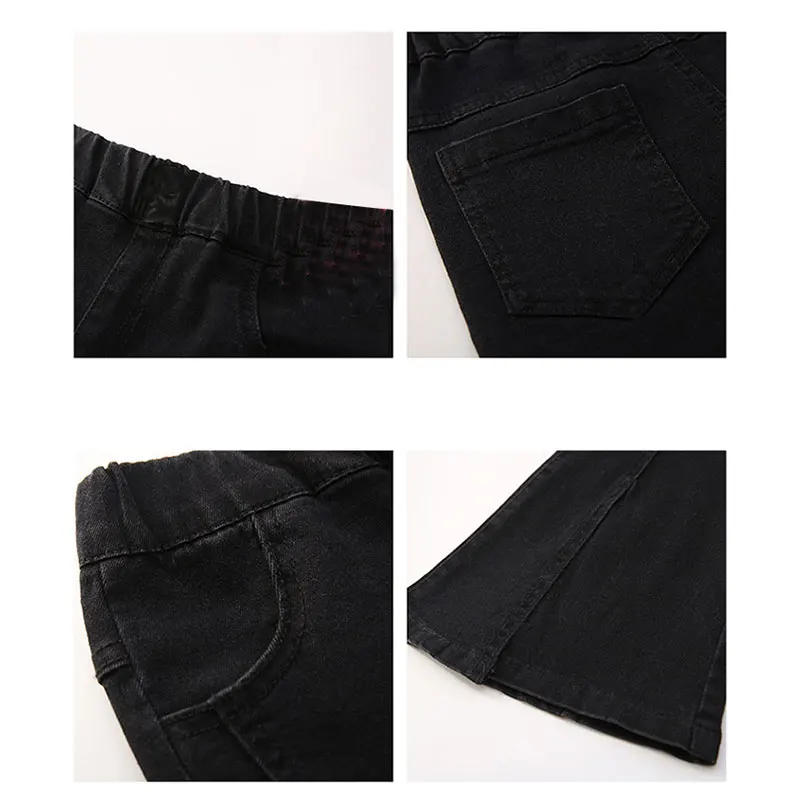 Child Bell-bottom Pants for Girl Split Jeans Baby Denim Trousers Kids Girls Balck Jeans