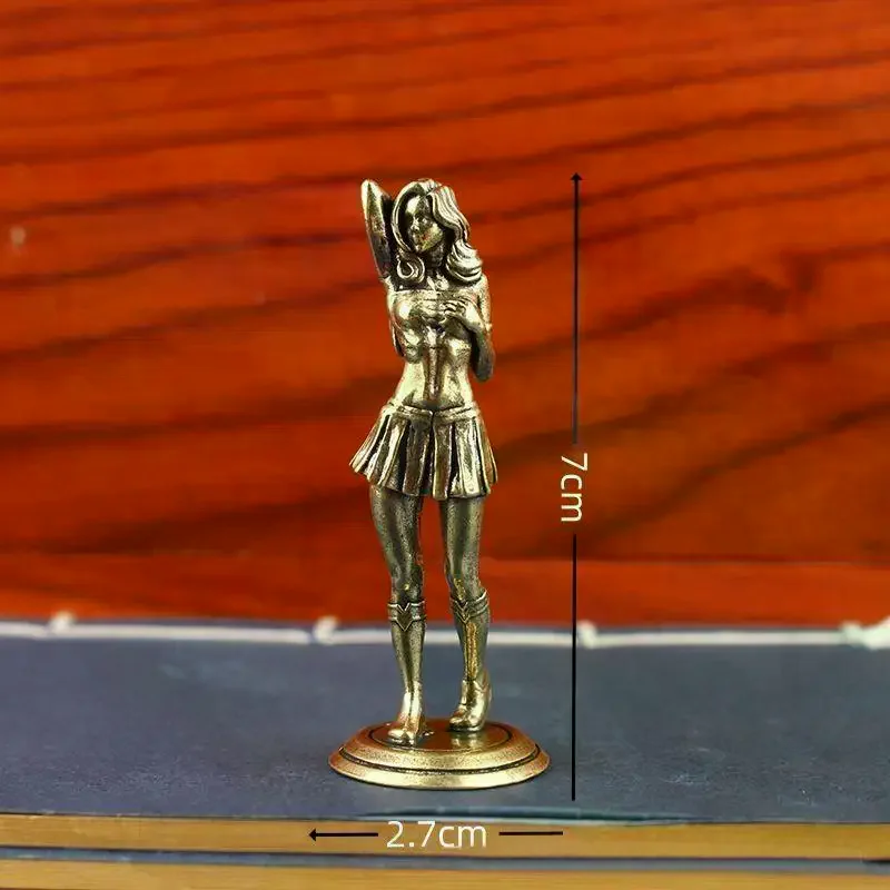 Finish Feminine Statue Exquisite Handcraft Retro Aesthetic For Home Office Shelf Decor Art Collection Gift Alloy