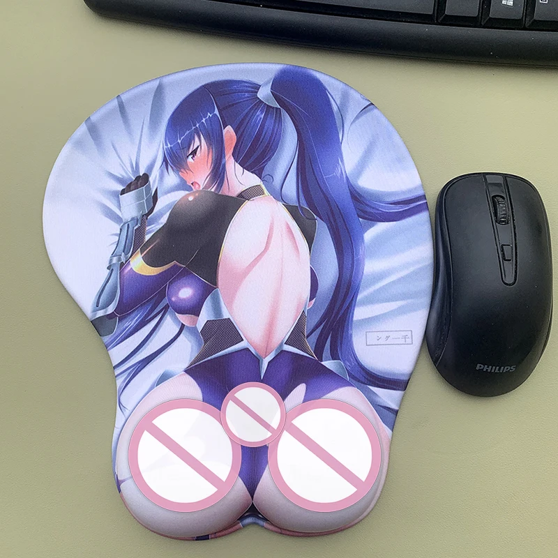 Kawaii Butt Anime Butt Mauspad Anime 3D Ass Taimanin Asgi Mousepad mit weichem Silikon mit Handgelenkauflage Schreibtischunterlage für PC Gamer