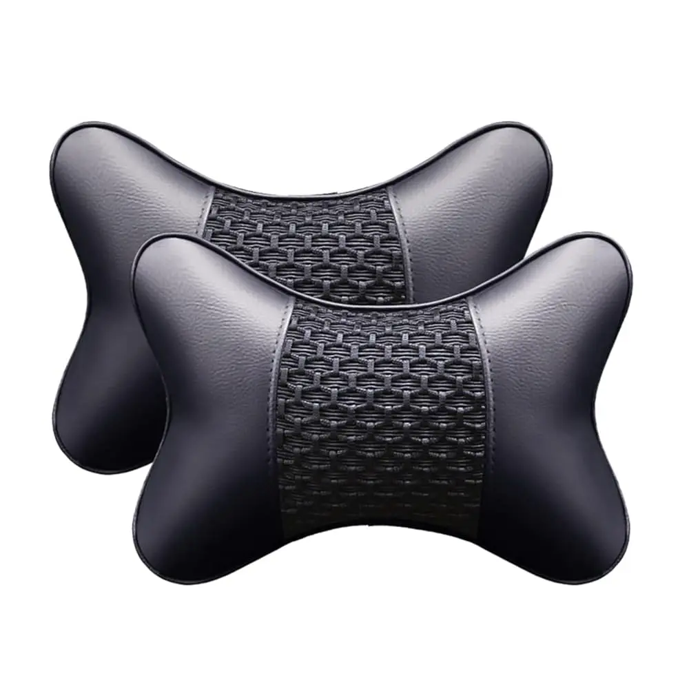 

2pcs Car Seat Neck Support Pillow,PU Soft Leather + Memory Foam,Head Support Pillow Cushion Pad for Driving Headrest Relax,wi