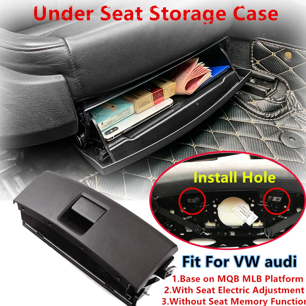 Under Seat Storage Box Organizer Case Tray For Audi A3 8V 8Y A4 B8 A5 A6 Q3 Q5 For VW Magotan Tiguan Accessories