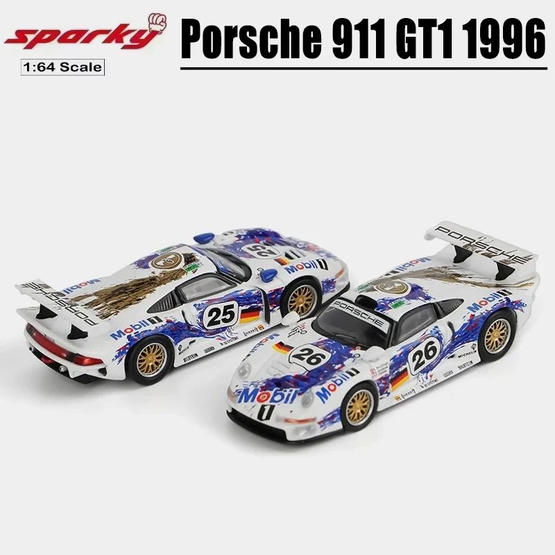 Sparky & Tiny 1/64 Porsche 911 GT1 1996 ล้อแม็กของเล่นมอเตอร์รถDiecastโลหะรุ่น