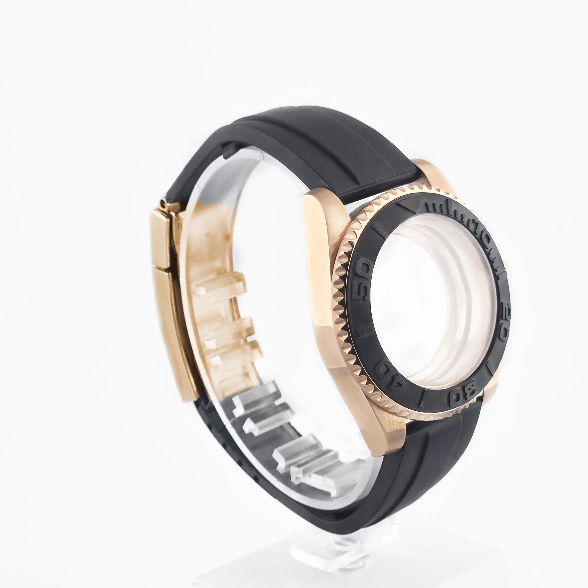 NEITON Fit NH35 NH36 NH34 10bar 120clicks Bezel 40mm SUB Rose Gold Watch Case Curved End Band