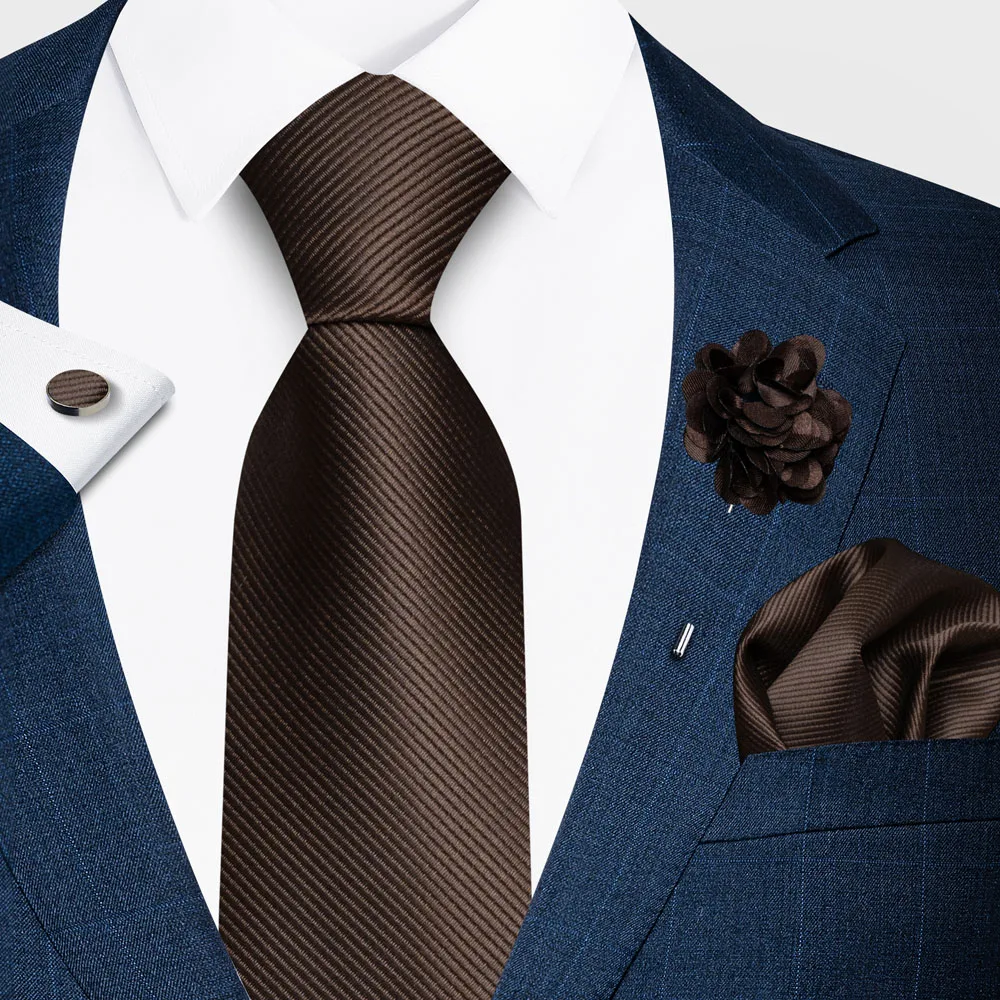 Elegantes einfarbiges Herren-Krawattenset, 4-teilig, 1200-Nadel-Hochdichte, knitterarm, geeignet für Hochzeiten und Bankette, Bestseller – Detail 5