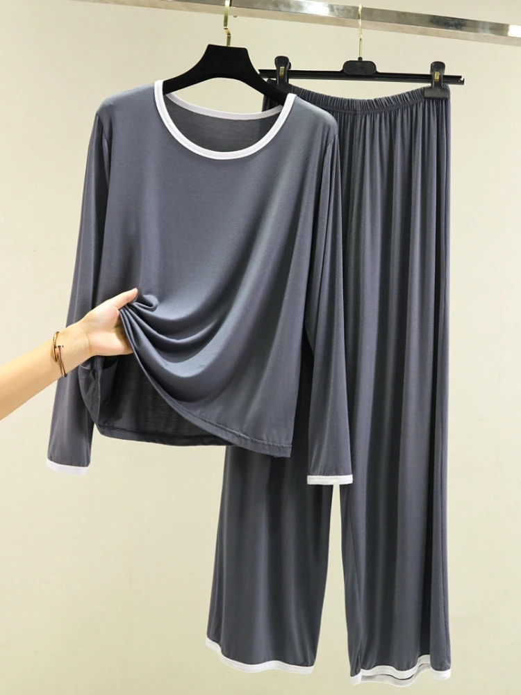 

Modal Long Sve Set Women's Spring Autumn Thin Home Clothes Loose T-irt Long Pants Two-piece Casual Home Wear