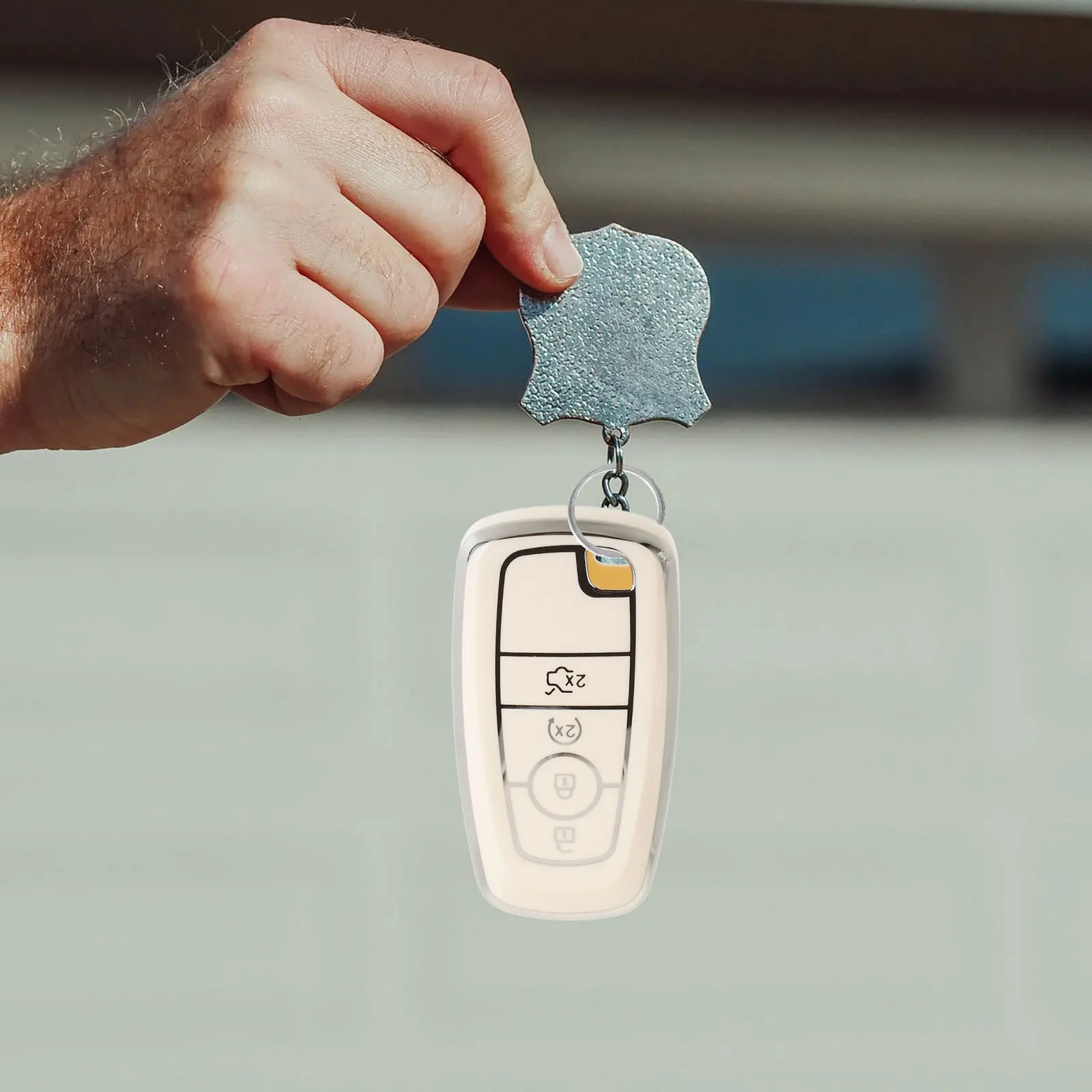 

Car Key Cover Case White Fob Holder High-grade Buckle Protector for Keys 2022 Explorer Durability Scratch Drop Proof