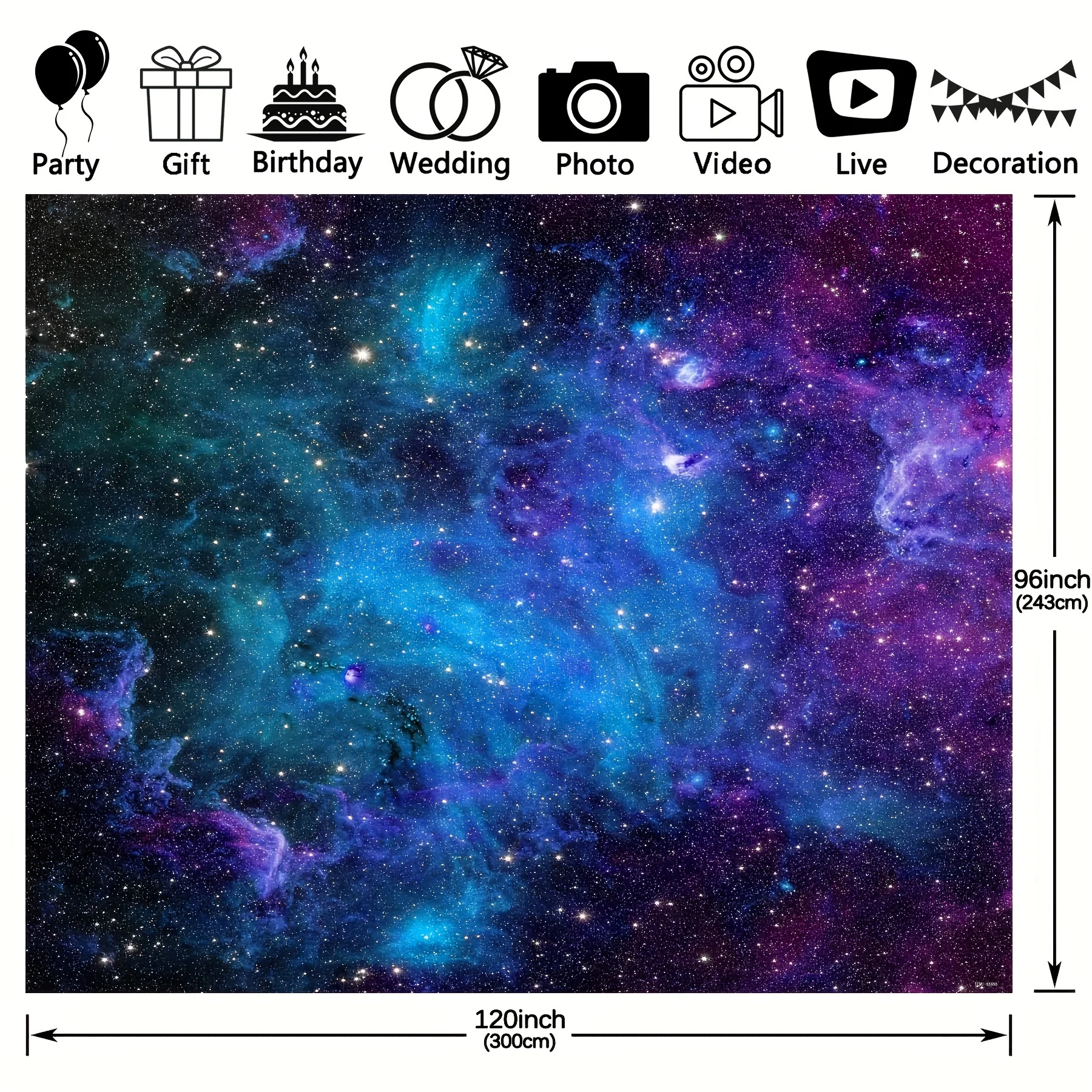 Outer space stars galaxy polyester photographic background, cosmic planets Milky Way party photo background tapestry