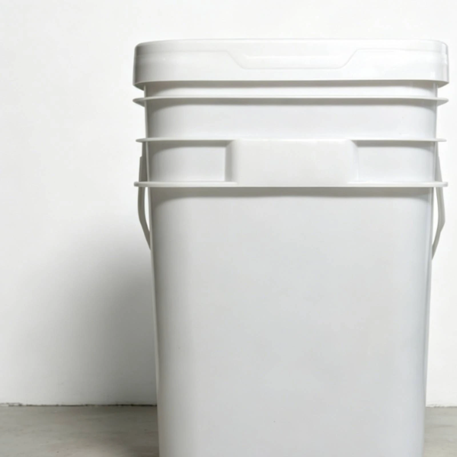 Square Pail Reinforced Bands Plastic Pail Pail Tapered Shape Household Container White - view 6