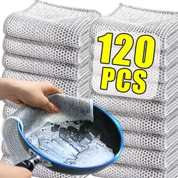 Magic Steel Wire Dishcloths Thickened Microfiber Cleaning Cloths Towel For Kitchen Dishwashing Cloths Rags Clean Tools Wholesale