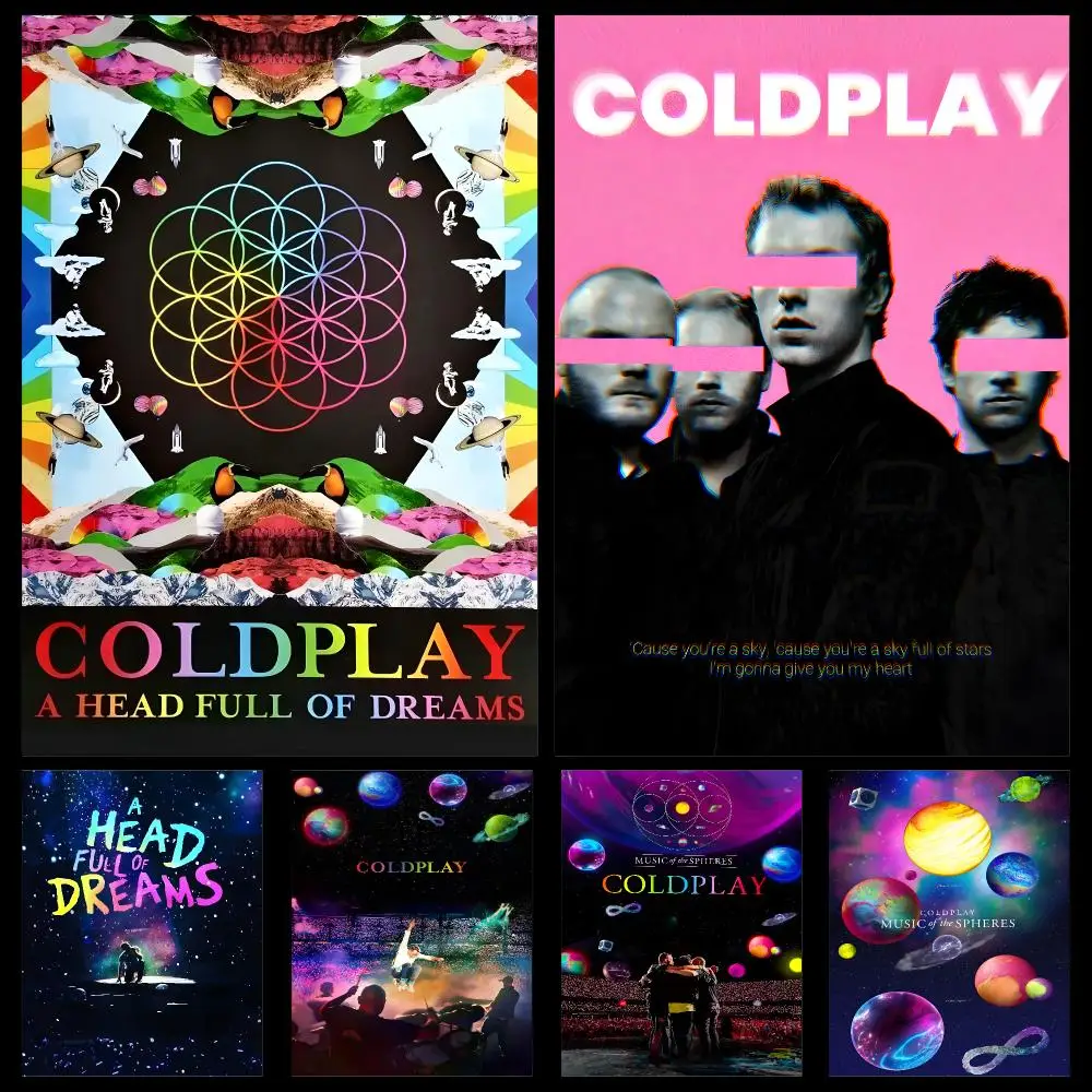 Band Coldplay Alternative Rock Music Poster PP Self Adhesive Decorative HD for Garage Gaming Room Living Room Gift