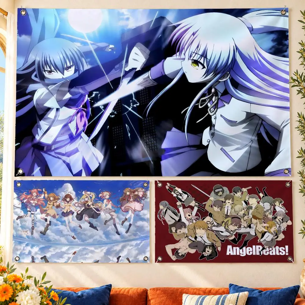 Angel Beats! Flags Aesthetic Room Decor Wall Hanging For Bedroom Dorm Gaming Room And Parties