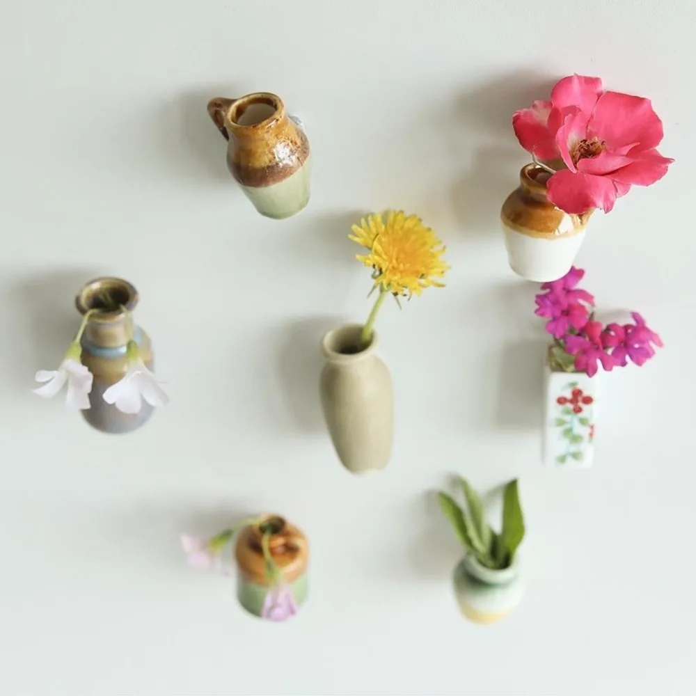 

DIY Craft Decorative Vase Fridge Magnets Handmade Unique Mini Ceramic Vase Small Flower Arrangement Magnet Office Decor