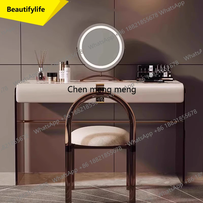 

Туалетный столик A38 класса люкс в современном стиле, в стиле середины века, для гостиной, с зеркалом для макияжа, акриловый, с креслом, для дома