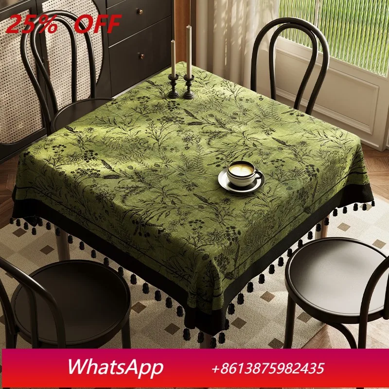 

LTT French Tablecloth Waterproof Anti-Scalding Disposable Table Mat Square Fringe Cover Cloth