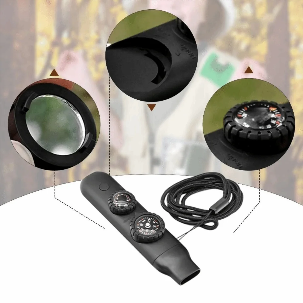 5-in-1 الطوارئ صفارة إنقاذ البوصلة متعددة الوظائف في الهواء الطلق صفارة إنقاذ أدوات عالية ديسيبل 5 في 1 صافرة الطوارئ #1