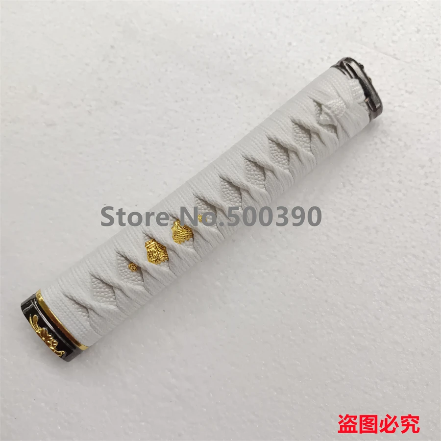 20CM TSUKA HANDLE ALLOY FUCHI KASHIRA MENUKI WHITE ITO FOR JAPANESE WAKIZASHI SAMURAI SWORD KATANA HIGH QUALITY