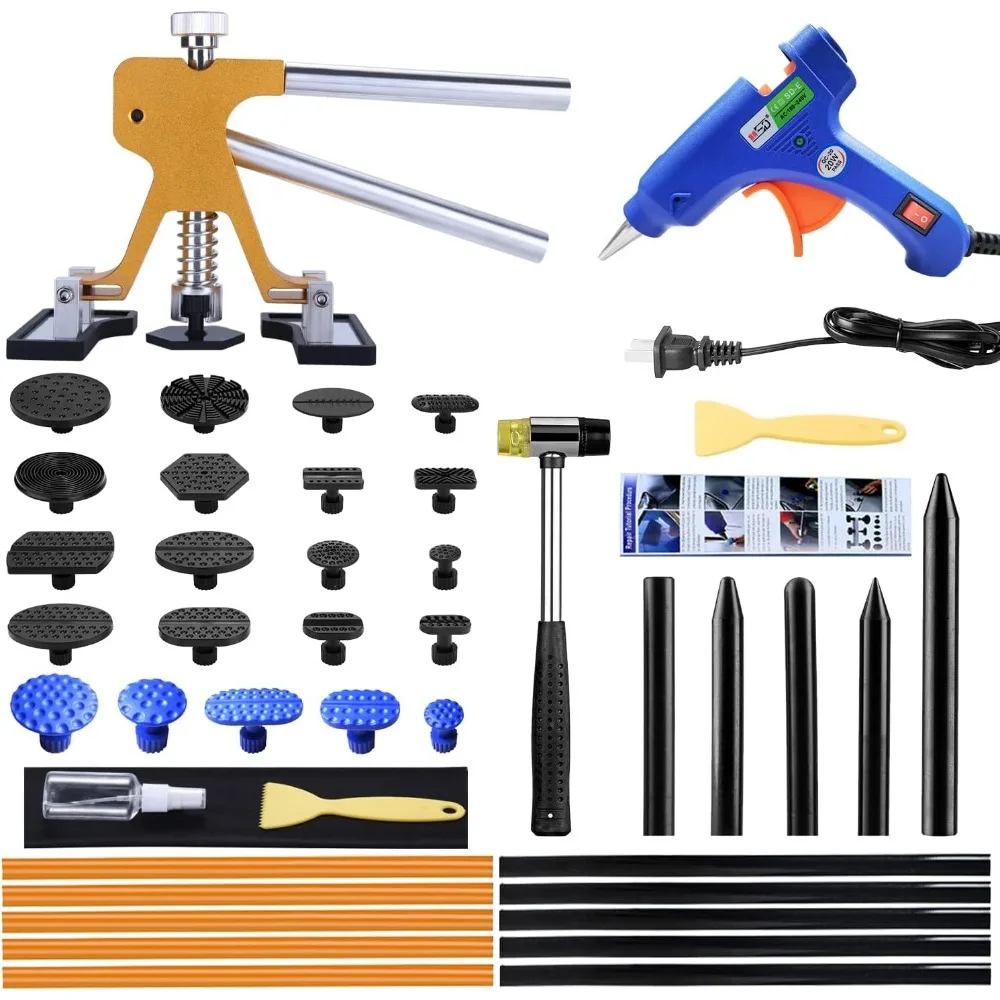 

Adjustable Golden Dent Puller Kit Paintless Dent Remover for Car Large Small Ding Hail Damage