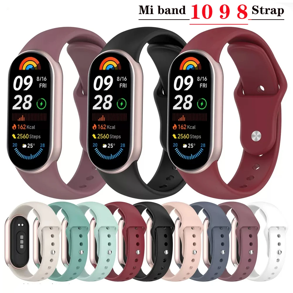 Metal Adapter Band for Xiaomi mi band 10 9 Strap Replacement Correa for Miband 9 Bracelet silicone Belt for Xiaomi 8 Watchbands