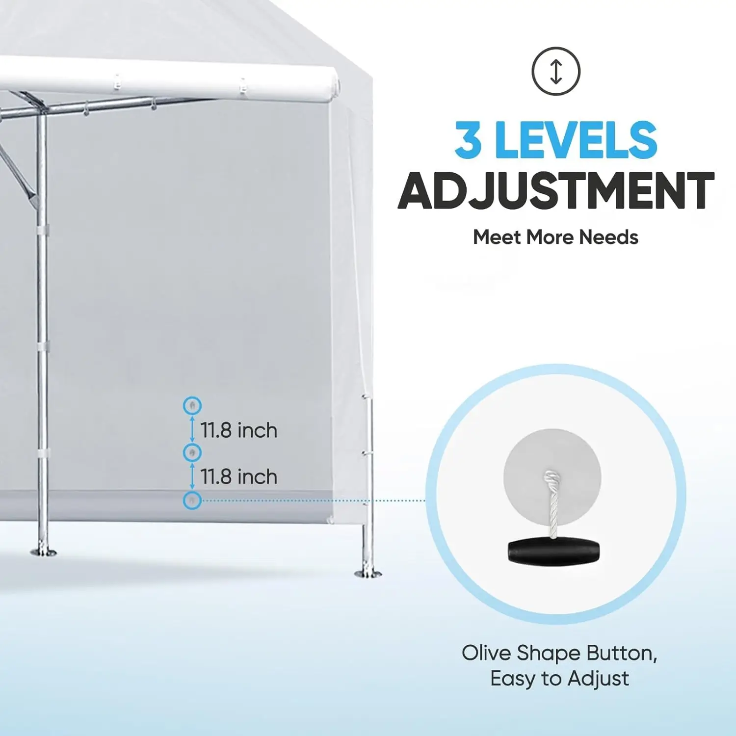 استبدال قماش القنب المظلة الجانبية بنجي كرات ل 10x20 أو 12x20 قدم Carport المرآب خيمة حفلة المأوى الأبيض #4