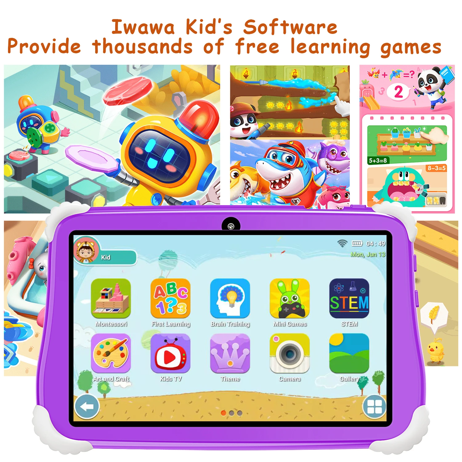 Kids Tablets 8GB 128GB Octa Core C75 HD+ Display 12000mAh WIFI-5G Android 14 Tablets For Children Girls Boy 2025 Tablet PC
