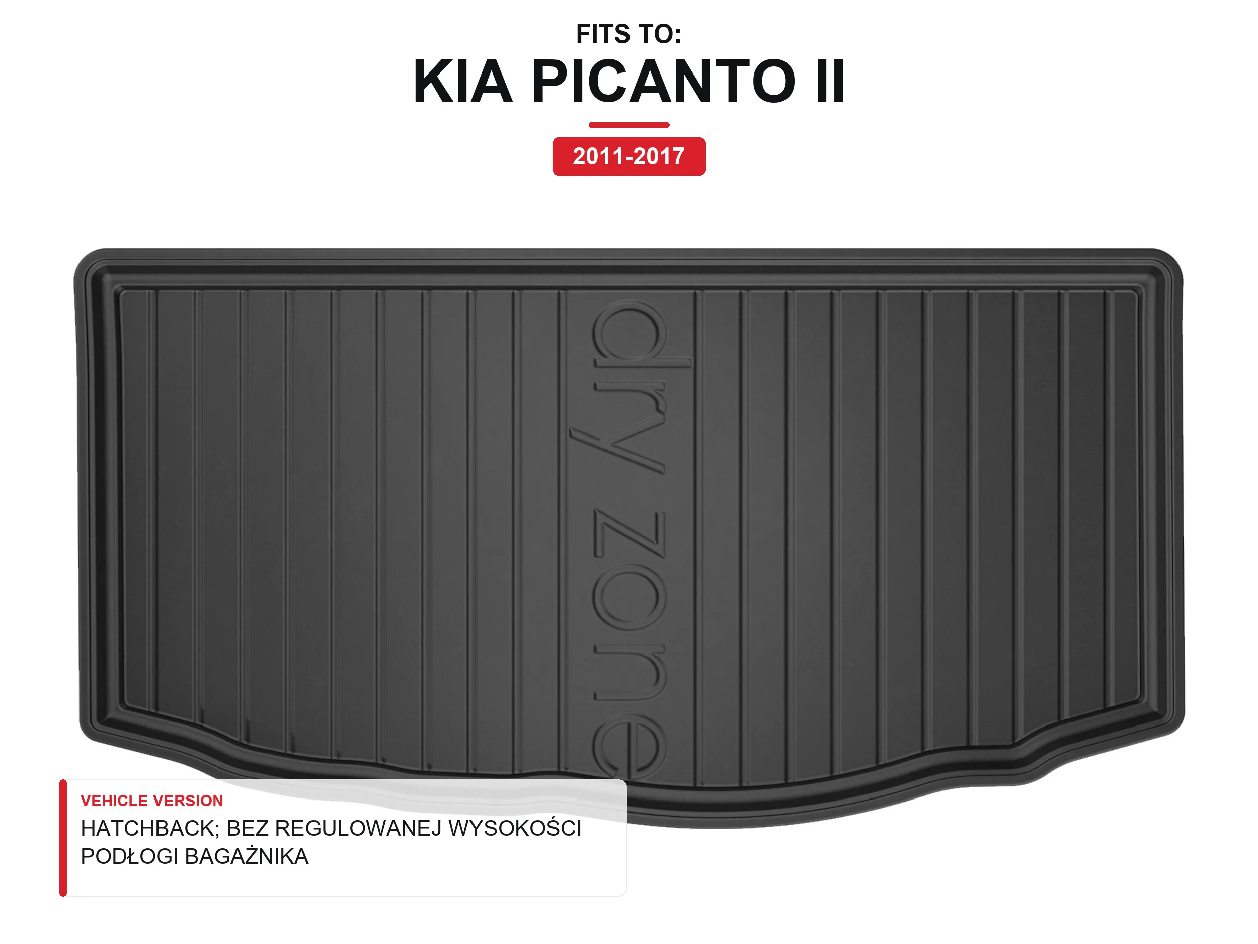 Tpe Dryzone kofferbakmat voor: Kia Picanto Ii 2011-2017 Hatchback