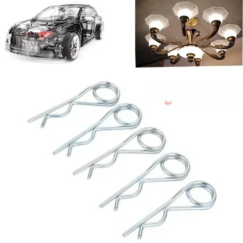 DRELD Steel Double Cotter Coil R Clip Retaining Hair Pins for Trailer Stroller Cargo Boat R-pin Tire with Prince O-ring Lip Wear