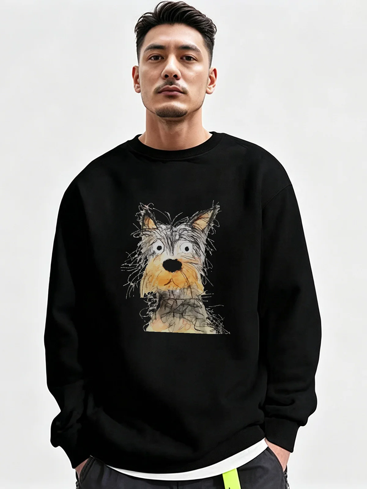 Camiseta Unissex de Manga Longa com Gola Redonda e Caimento Solto, Confortável e Casual, Moda Primavera-Outono para Jovens