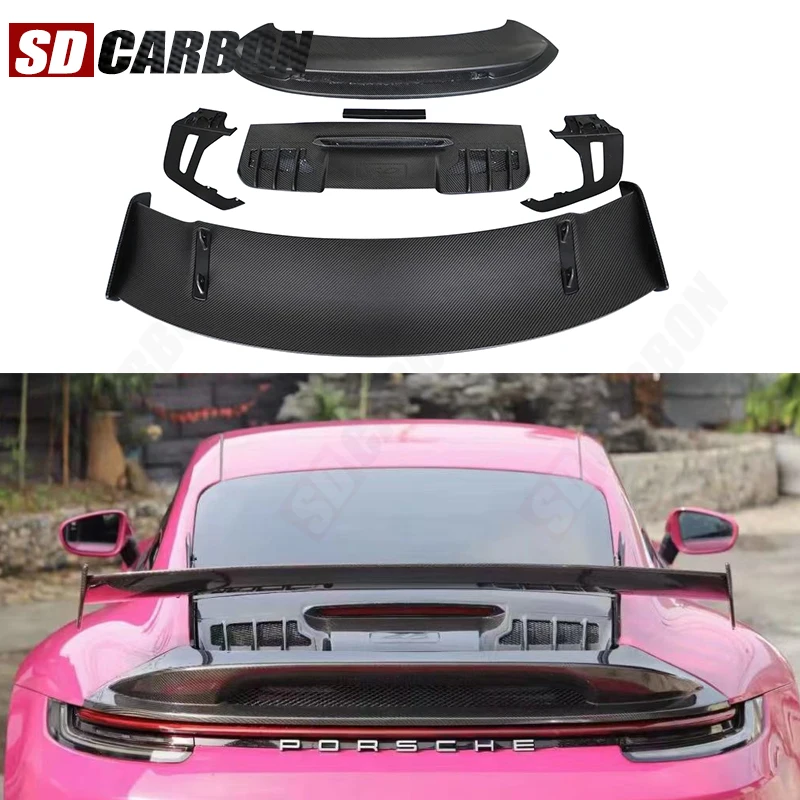 

Carbon Fiber Car Rear Trunk Spoiler Rear Wing Tail Wing Parts For Porsche 911 992 Carrera GT3 Style 2019+ Upgrade Body kit
